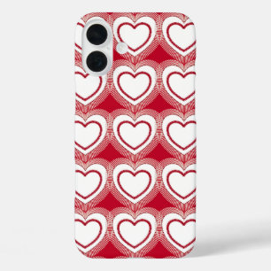 Moderne Abstracte Harten - Rood en Wit iPhone 16 Plus Hoesje