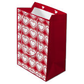 Moderne Abstracte harten - Rood en wit Medium Cadeauzakje (Achterkant Gekanteld)