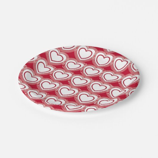 Moderne Abstracte harten - Rood en wit Papieren Bordje (Gekanteld)