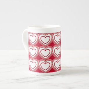 Moderne Abstracte harten - Rood en wit Porselein Kop