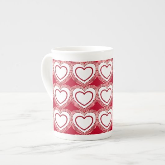 Moderne Abstracte harten - Rood en wit Porselein Kop (Links)