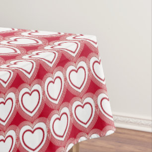 Moderne Abstracte harten - Rood en wit Tafelkleed