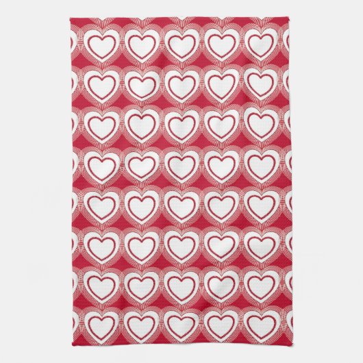 Moderne Abstracte harten - Rood en wit Theedoek (Verticaal)