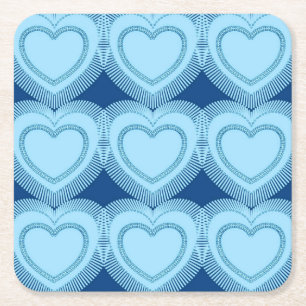Moderne Abstracte harten - Sky Blue en Cobalt Kartonnen Onderzetters