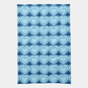 Moderne Abstracte harten - Sky Blue en Cobalt Theedoek