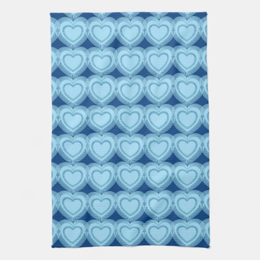 Moderne Abstracte harten - Sky Blue en Cobalt Theedoek (Verticaal)