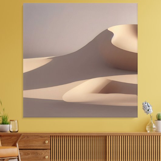 Moderne Abstracte hedendaagse grote beige Canvas Afdruk (Insitu (Woonkamer))