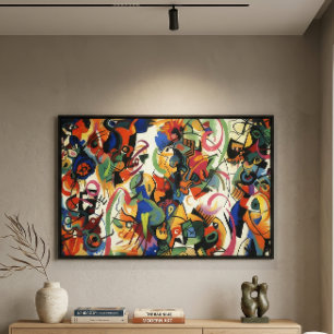 Moderne abstracte hedendaagse kleurrijke vormen canvas afdruk