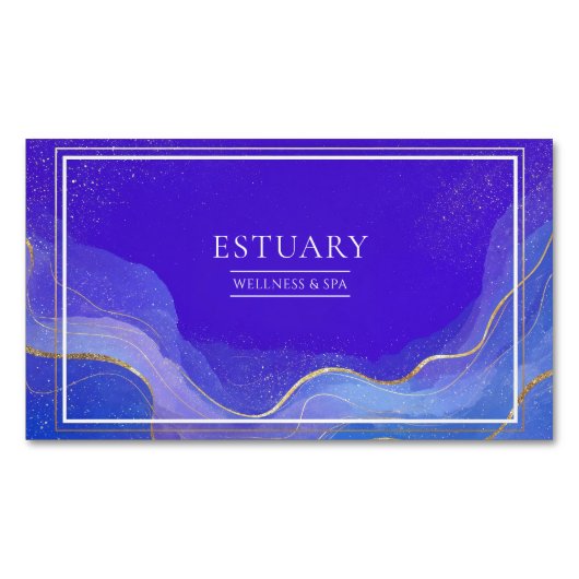 Moderne Abstracte hemelgolven en gouden glitter Magnetisch Visitekaartje (Voorkant)