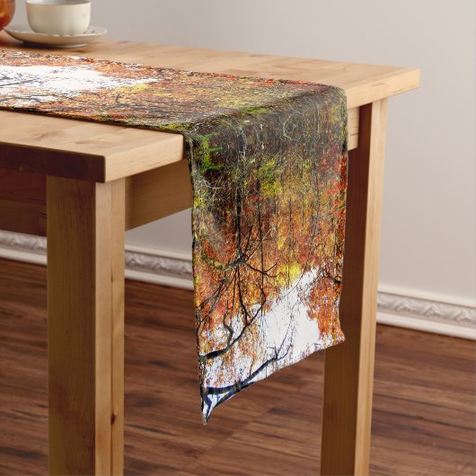 Moderne Abstracte Herfstbladeren/Bomen Tafel Runne Korte Tafelloper (Voorbeeld)