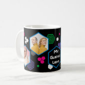 Moderne Abstracte Hexagon Fotocollage Vaderdag Koffiemok (Voorkant links)