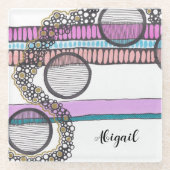 Moderne abstracte, horizontale strepen. Gepersonal Glazen Onderzetter (Voorkant)