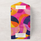 Moderne Abstracte Hot Pink en Sinaasappel bruiloft All In One Uitnodiging (Buitenkant)