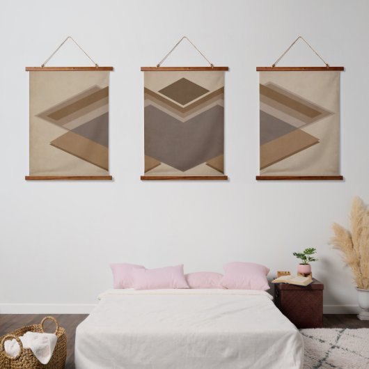 Moderne Abstracte Houten Kunst Set Hangend Wandkleed (Slaapkamer)