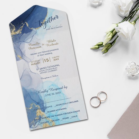 Moderne Abstracte Indigo Aqua Blue Photo Template All In One Uitnodiging