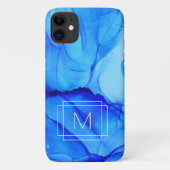 Moderne Abstracte indigo Blue Paars Swirls Monogra Case-Mate iPhone Case (Achterkant)