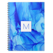 Moderne Abstracte indigo Monogram schilderen Notitieboek (Voorkant)