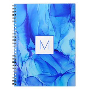 Moderne Abstracte indigo Monogram schilderen Notitieboek