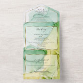 Moderne Abstracte Inkt Citroen Geel Groen All In One Uitnodiging (Binnen)