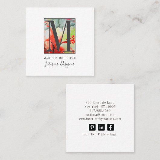 Moderne Abstracte interieurontwerper Vierkante Visitekaartje (Voorkant / Achterkant)