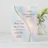 Moderne Abstracte Iridescente Verlovingsring Kaart (Staand voorkant)