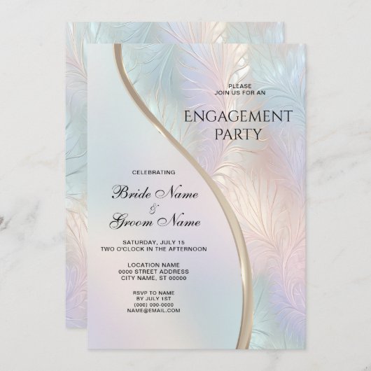 Moderne Abstracte Iridiserende Verlovingsring Kaart (Voorkant / Achterkant)