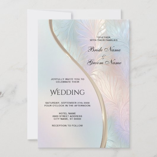 Moderne Abstracte iriserende bruiloft uitnodiging (Voorkant)