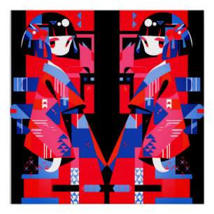 Moderne Abstracte Japanse Meisje – Geometrische Ki Perfect Poster