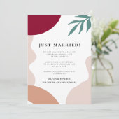 Moderne abstracte Just married huwelijksaankondigi Kaart (Staand voorkant)