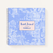 Moderne Abstracte kaart Blauw Patroonreisblad Notitieboek (Voorkant)