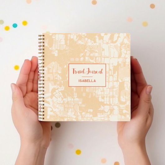 Moderne Abstracte kaart gele patroonreisblad Notitieboek