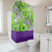 Moderne Abstracte kalkgroen, Paars en geel Douchegordijn (In situ)