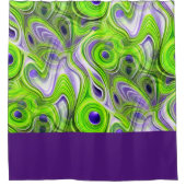 Moderne Abstracte kalkgroen, Paars en geel Douchegordijn (Voorkant)