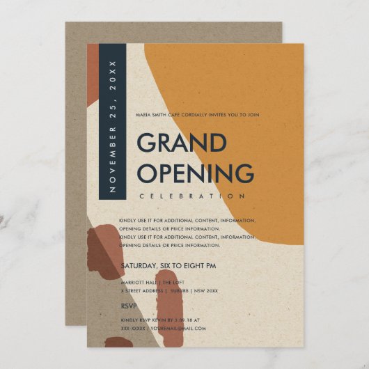 MODERNE ABSTRACTE KARAKTER ORANJE GROOTTE OPENEN KAART (Voorkant / Achterkant)