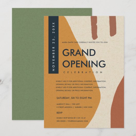 MODERNE ABSTRACTE KARAKTER ORANJE GROOTTE OPENEN KAART (Voorkant / Achterkant)