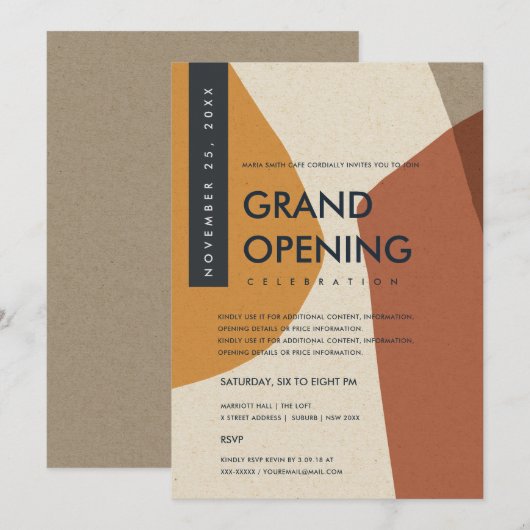 MODERNE ABSTRACTE KARAKTER ORANJE GROOTTE OPENEN KAART (Voorkant / Achterkant)