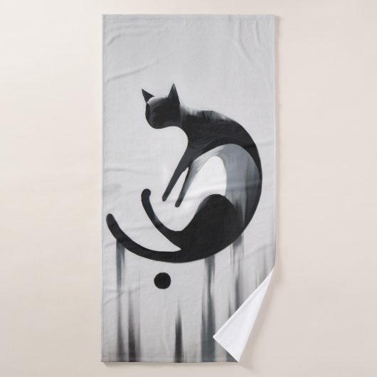 Moderne Abstracte kat - Minimalistische ontwerpkun Badhanddoek (Badhanddoek)