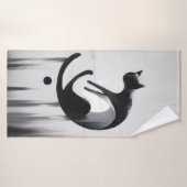 Moderne Abstracte kat - Minimalistische ontwerpkun Badhanddoek (Badhanddoek)