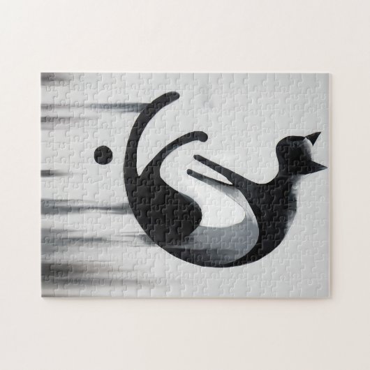 Moderne Abstracte kat - Minimalistische ontwerpkun Legpuzzel (Horizontaal)