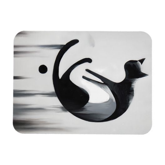 Moderne Abstracte kat - Minimalistische ontwerpkun Magneet (Horizontaal)