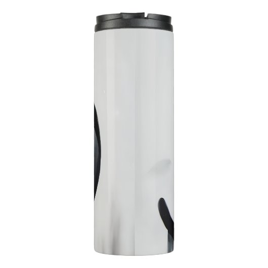 Moderne Abstracte kat - Minimalistische ontwerpkun Thermosbeker (Achterkant)