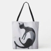 Moderne Abstracte kat - Minimalistische ontwerpkun Tote Bag (Achterkant)