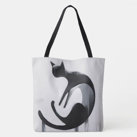 Moderne Abstracte kat - Minimalistische ontwerpkun Tote Bag (Achterkant)