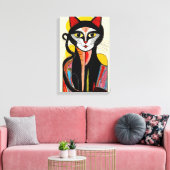Moderne Abstracte kattenkunst voor stijlvolle ruim Canvas Afdruk (Insitu (Woonkamer))