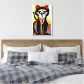 Moderne Abstracte kattenkunst voor stijlvolle ruim Canvas Afdruk (Insitu (Slaapkamer))