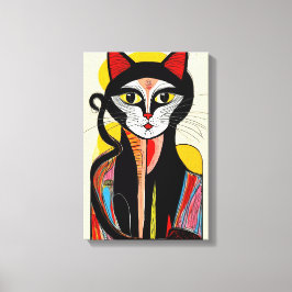Moderne Abstracte kattenkunst voor stijlvolle ruim Canvas Afdruk