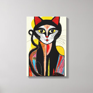 Moderne Abstracte kattenkunst voor stijlvolle ruim Canvas Afdruk