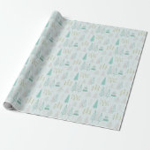 Moderne Abstracte Kerstbomen Crème Kerstmis Cadeaupapier (Uitgerold)