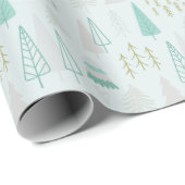 Moderne Abstracte Kerstbomen Crème Kerstmis Cadeaupapier (Rol Hoek)