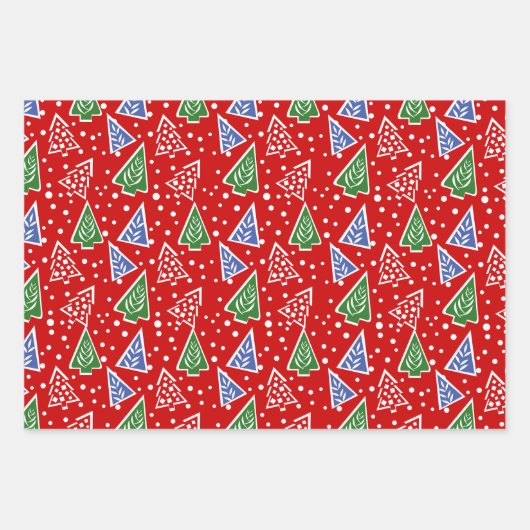 Moderne abstracte kerstbomen inpakpapier vel (Voorkant 3)
